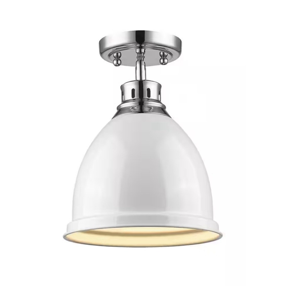 Golden Lighting 3602-FM-CH Duncan 1 Light 9"W Semi-Flush Ceiling - White Chrome